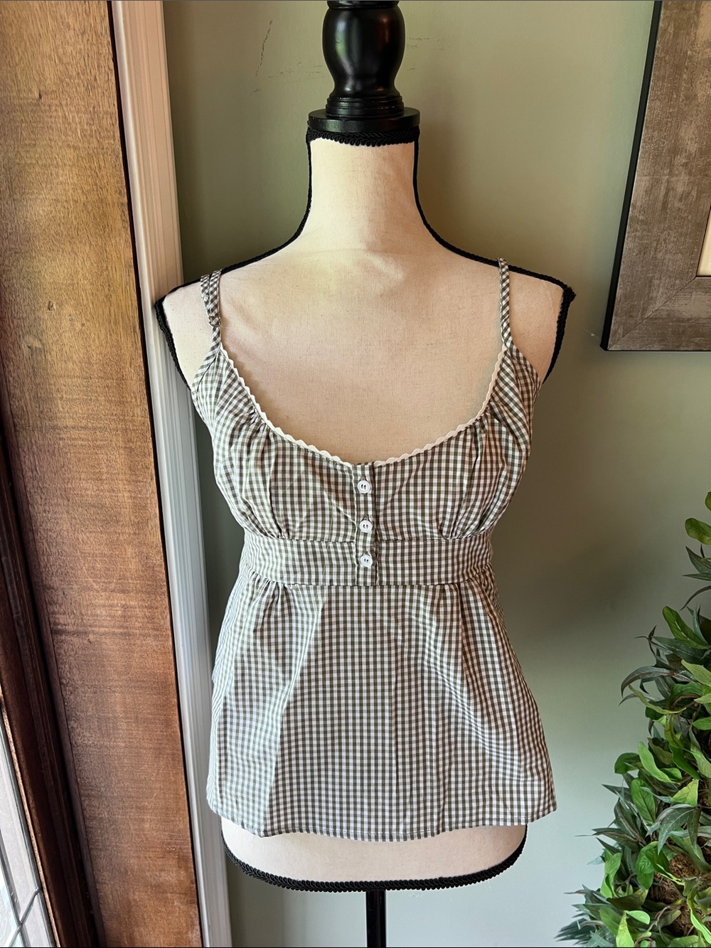 Romeo Romeo Green Gingham Spaghetti Strap Top